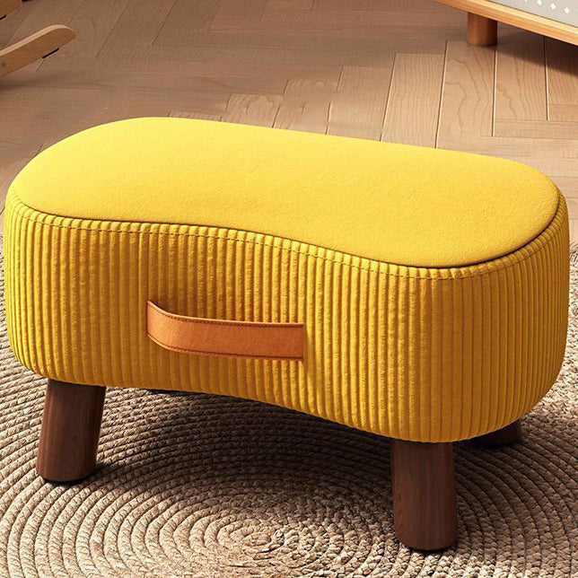 Contemporary Nordic Cuboid Footstool – Portable, Backless & Armless with Flannelette Tech Fabric on Solid Wood for Living Room