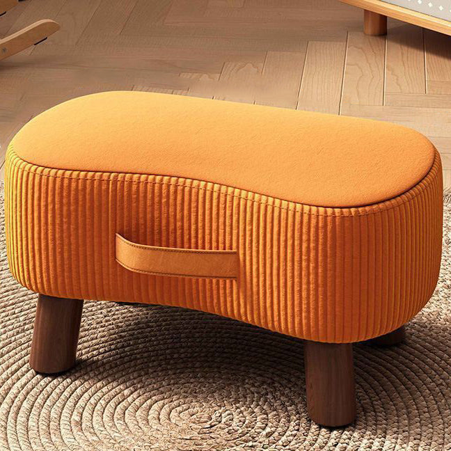 Contemporary Nordic Cuboid Footstool – Portable, Backless & Armless with Flannelette Tech Fabric on Solid Wood for Living Room