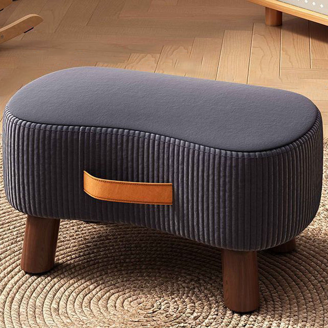Contemporary Nordic Cuboid Footstool – Portable, Backless & Armless with Flannelette Tech Fabric on Solid Wood for Living Room