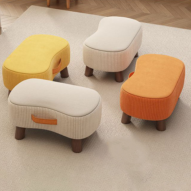 Contemporary Nordic Cuboid Footstool – Portable, Backless & Armless with Flannelette Tech Fabric on Solid Wood for Living Room