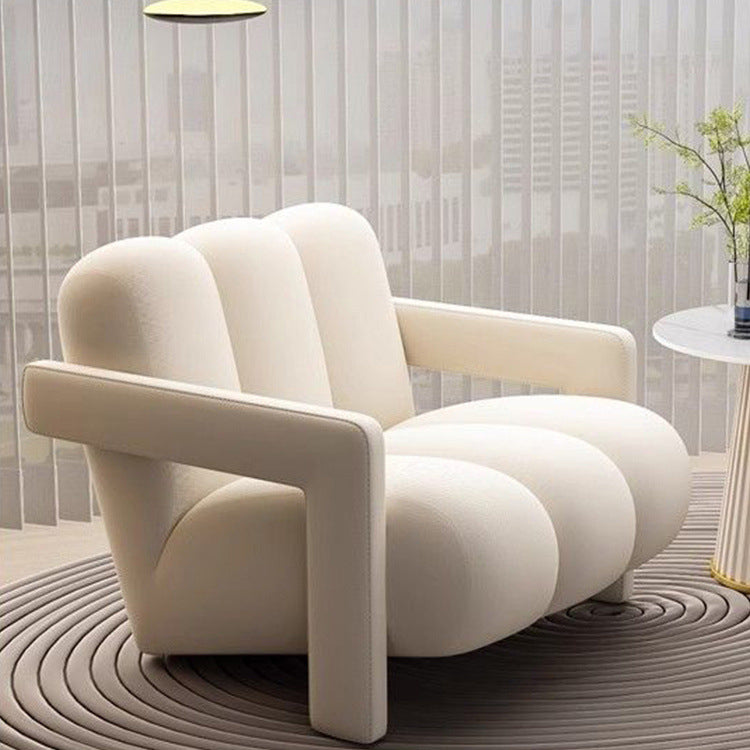 Sleek Modern Nordic Flannelette Solid Wood Sofa with Backrest and Armrest for Living Room