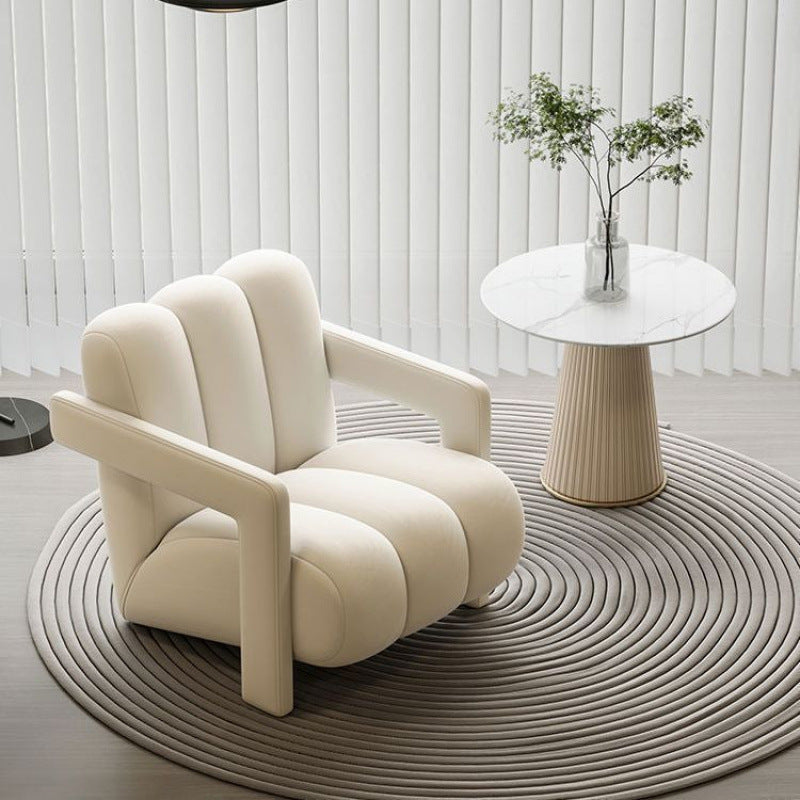 Sleek Modern Nordic Flannelette Solid Wood Sofa with Backrest and Armrest for Living Room