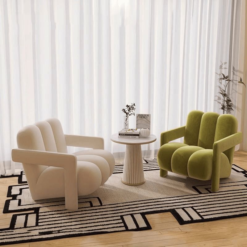 Sleek Modern Nordic Flannelette Solid Wood Sofa with Backrest and Armrest for Living Room