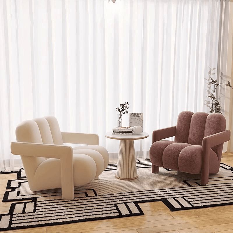 Sleek Modern Nordic Flannelette Solid Wood Sofa with Backrest and Armrest for Living Room