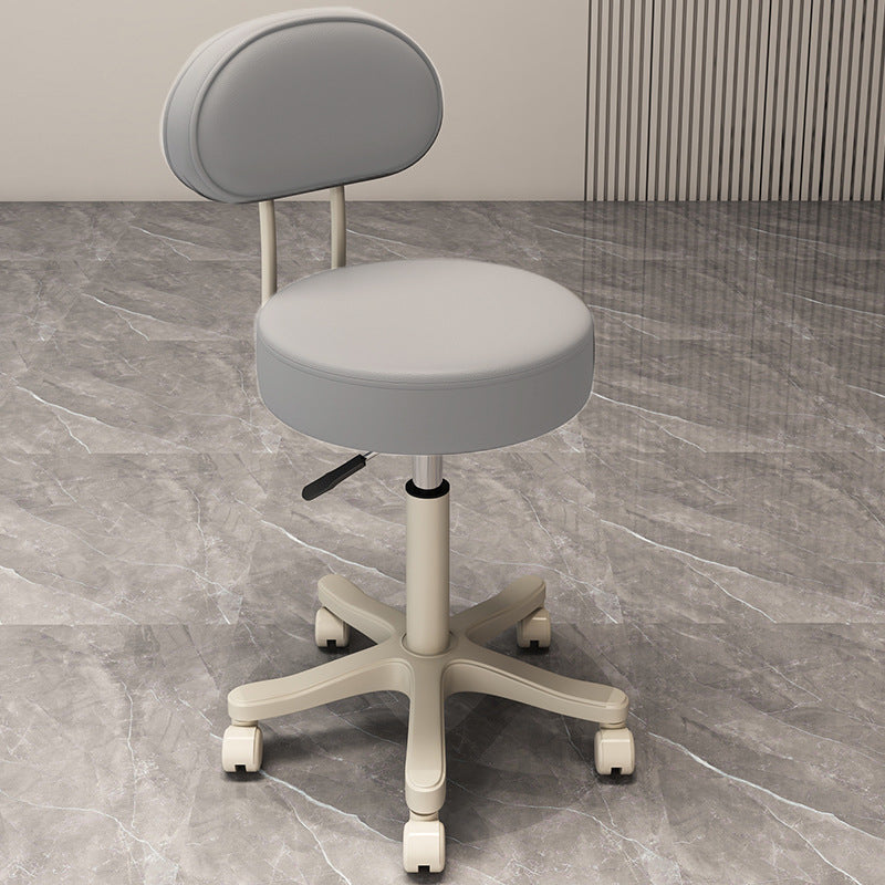 Contemporary Nordic Round Cushion Vanity Stool – Leather and Nylon Upholstery, Armless Design for Bedroom