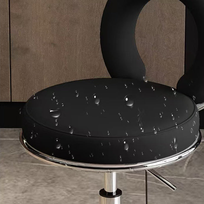 Contemporary Scandinavian Round Vanity Stool with Cushioned Seat, Electroplated Metal Frame, Armless Design for Bedroom