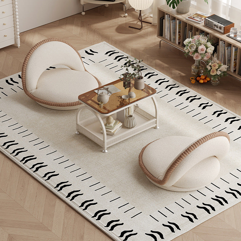 Traditional Japanese Rotatable Semi-Circular Plush Teddy Velvet Armless Chair with Foldable Multi-Layer Board and Tatami Backrest – Ideal Living Room Seating