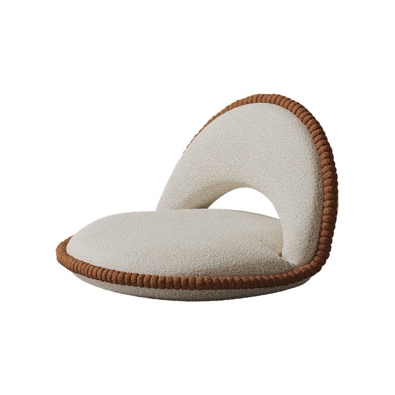 Traditional Japanese Rotatable Semi-Circular Plush Teddy Velvet Armless Chair with Foldable Multi-Layer Board and Tatami Backrest – Ideal Living Room Seating