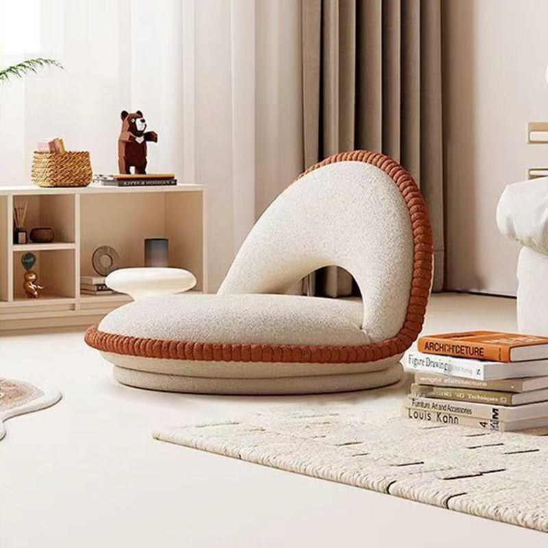 Traditional Japanese Rotatable Semi-Circular Plush Teddy Velvet Armless Chair with Foldable Multi-Layer Board and Tatami Backrest – Ideal Living Room Seating