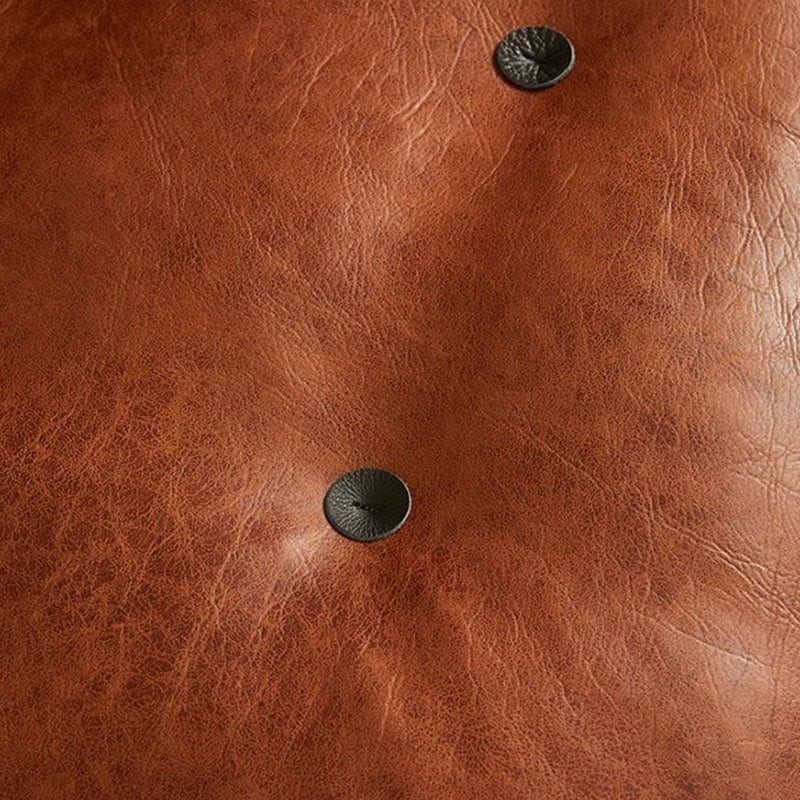 Traditional French Leather Sofa Backrest - Foldable, Oil-Waxed Finish, Iron Frame, Square-Cylinder Design, Armless for Living Room
