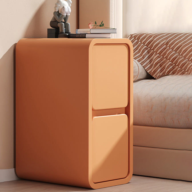 Modern Minimalist Rectangular Nightstand with Nappa Microfiber Leather, Solid Wood Construction, 2-Drawer Bedroom Storage