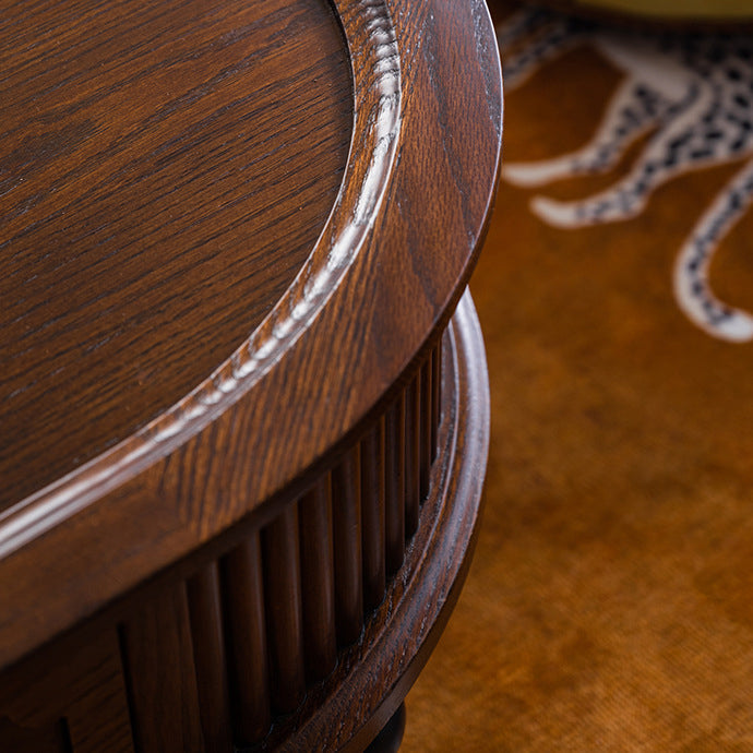 Traditional French Rectangle Solid Pine Wood Coffee Table with 2 Drawers for Living Room