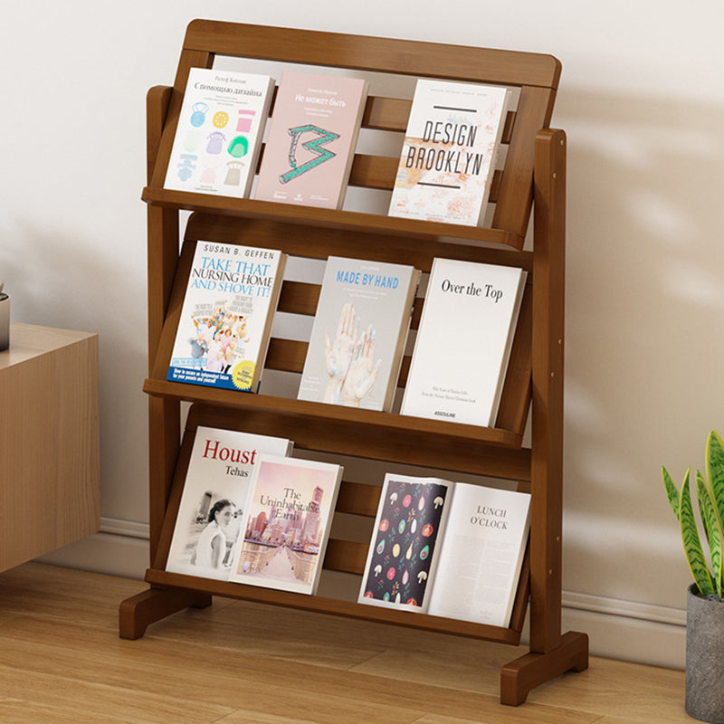 Contemporary 3-Tier Bamboo Rattan-Weave Bookshelf, Square Oblique Design for Living Room
