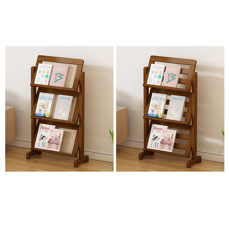 Contemporary 3-Tier Bamboo Rattan-Weave Bookshelf, Square Oblique Design for Living Room