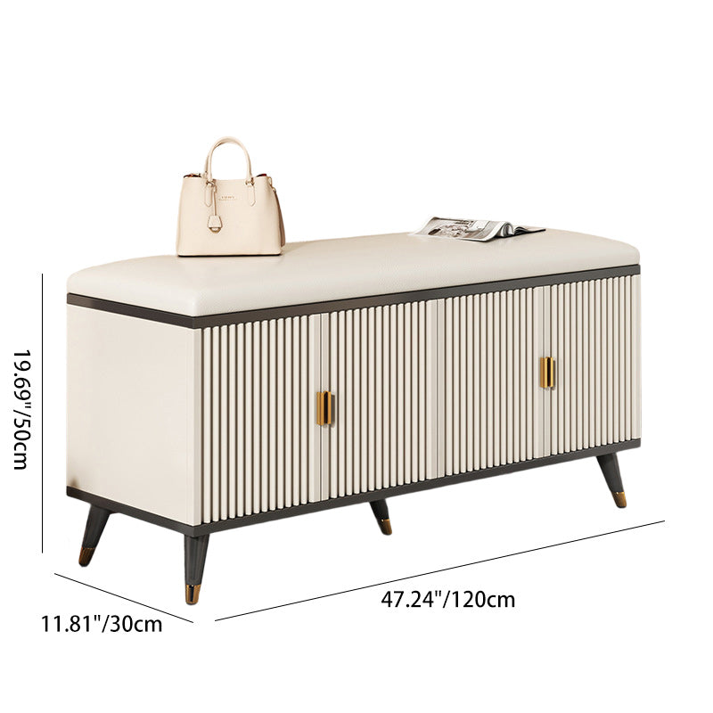 Contemporary Nordic Cream 2-Tier Rectangular Shoe Storage Rack – Faux Leather Cubes, Synthetic Board Construction, Entryway Organizer