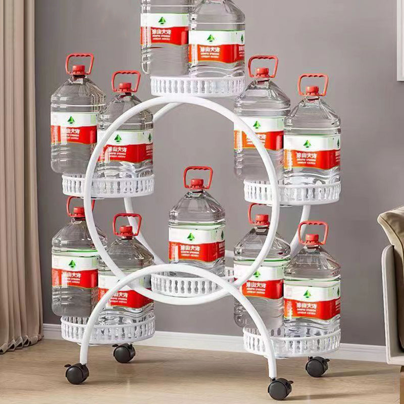 Modern Minimalist Round Ferris Wheel-Shaped Iron Display Rack, Movable with 4/6/8 Trays – Ideal Balcony Organizer