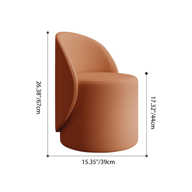 Nordic-Style Contemporary Vanity Stool in Faux Leather & Rubberwood — Cylindrical with Backrest and Swivel for Bedroom