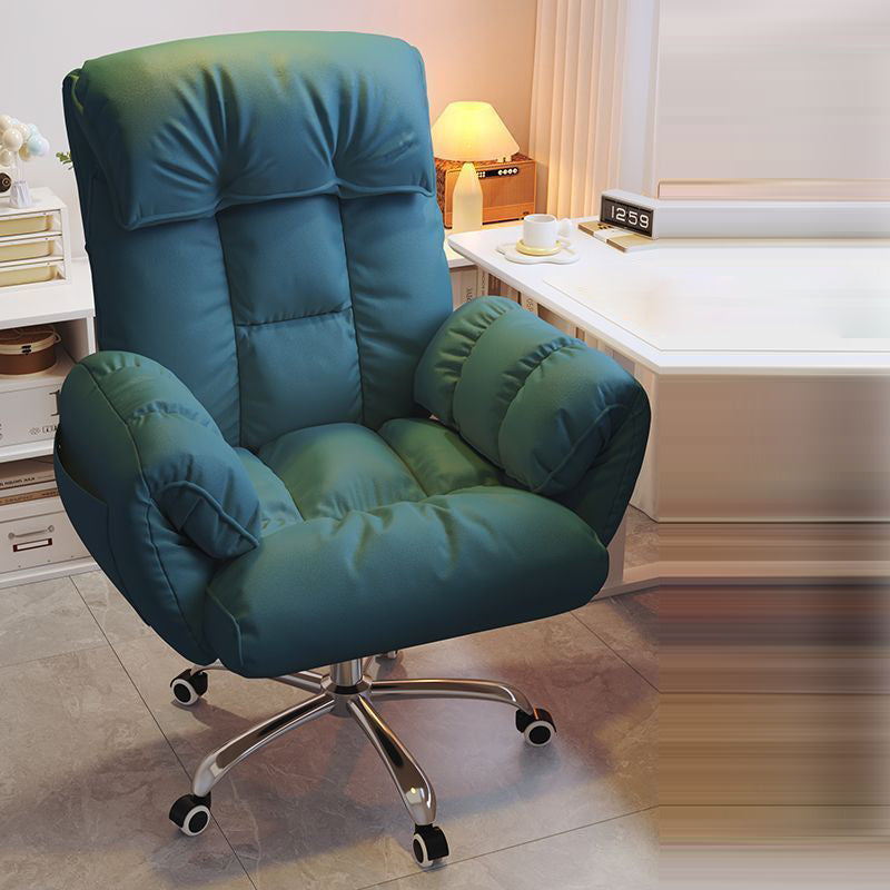 Chic Modern Minimalist Desk Chair: Fabric & Stainless Steel Square Seat, Adjustable Backrest, and Swivel Base for Home Office