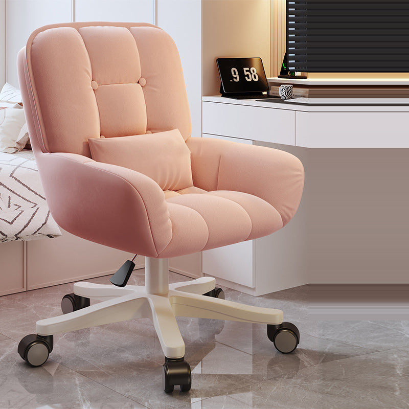 Chic Modern Minimalist Velvet PU Leather & Nylon Square Desk Chair with Adjustable Height for Home Office