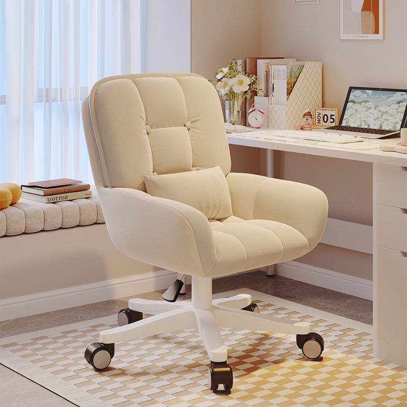 Chic Modern Minimalist Velvet PU Leather & Nylon Square Desk Chair with Adjustable Height for Home Office
