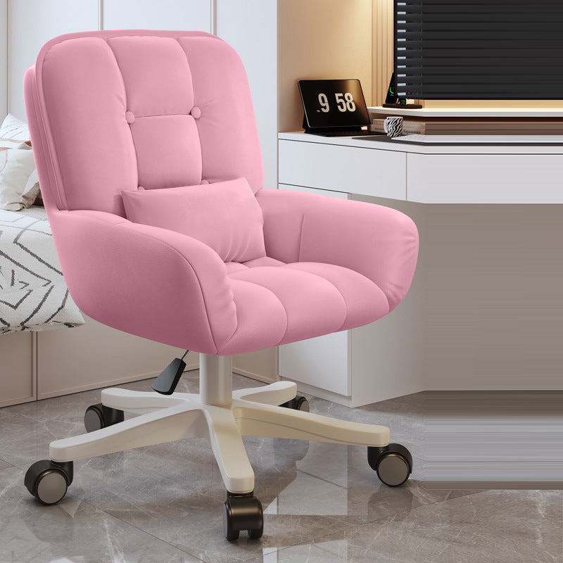 Chic Modern Minimalist Velvet PU Leather & Nylon Square Desk Chair with Adjustable Height for Home Office