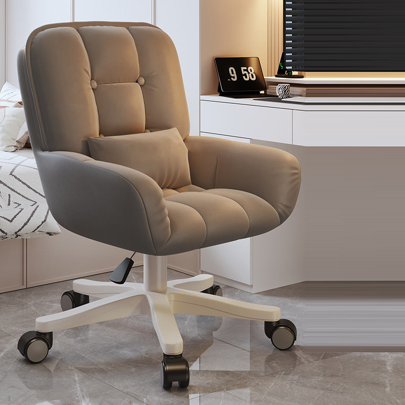 Chic Modern Minimalist Velvet PU Leather & Nylon Square Desk Chair with Adjustable Height for Home Office