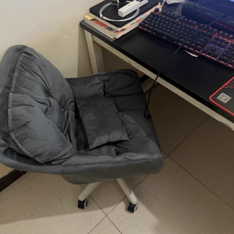 Chic Modern Minimalist Velvet PU Leather & Nylon Square Desk Chair with Adjustable Height for Home Office