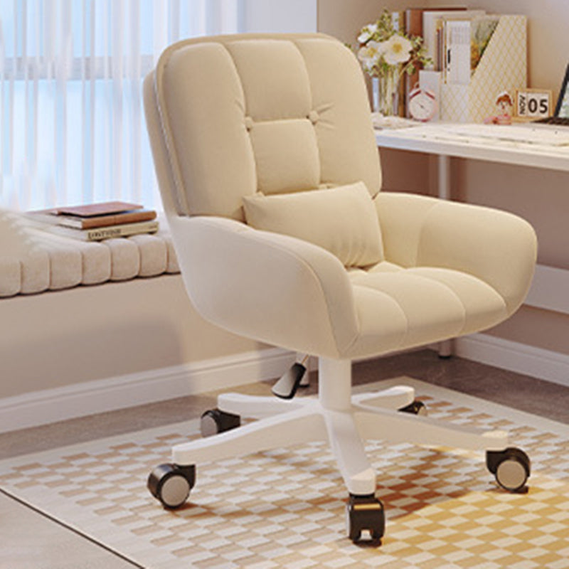Chic Modern Minimalist Velvet PU Leather & Nylon Square Desk Chair with Adjustable Height for Home Office