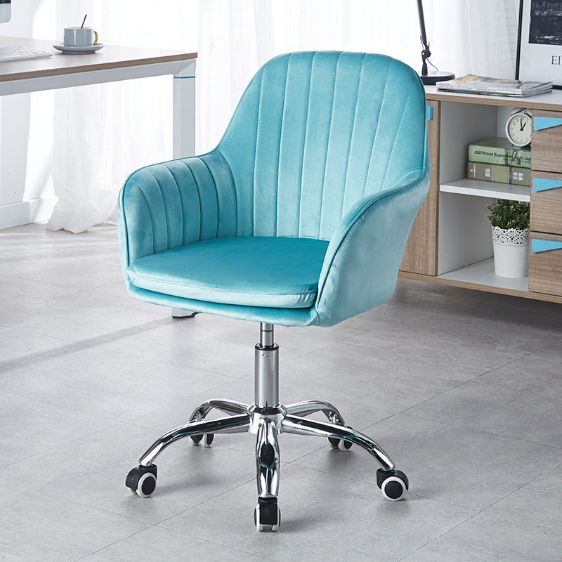 Sleek Velvet & Metal Square Desk Chair — 360° Swivel & Height Adjustment for Home Office