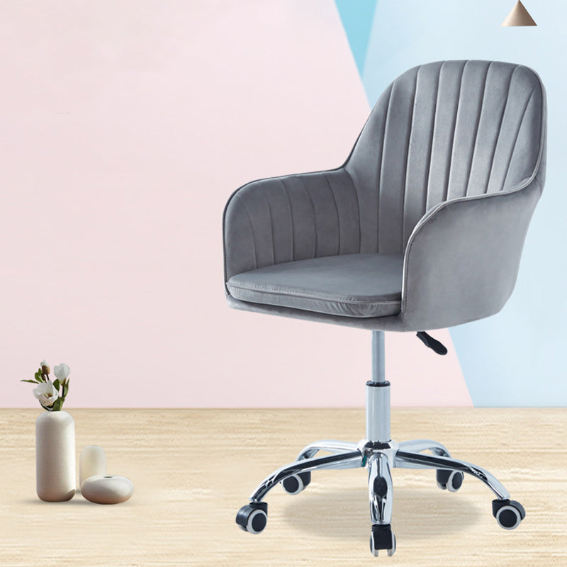 Sleek Velvet & Metal Square Desk Chair — 360° Swivel & Height Adjustment for Home Office