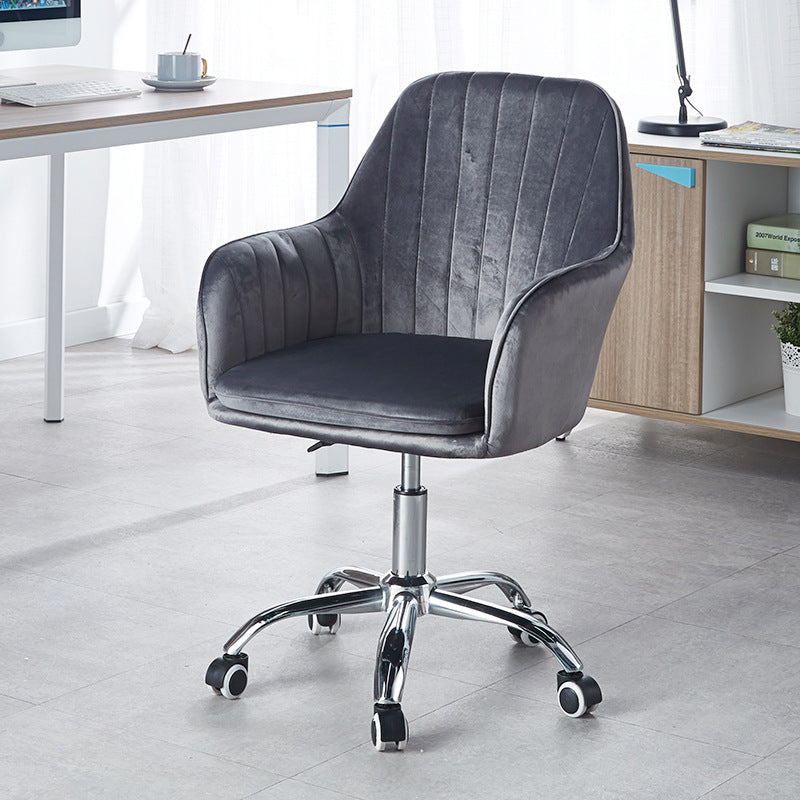 Sleek Velvet & Metal Square Desk Chair — 360° Swivel & Height Adjustment for Home Office