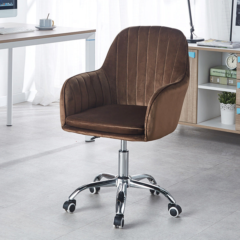 Sleek Velvet & Metal Square Desk Chair — 360° Swivel & Height Adjustment for Home Office