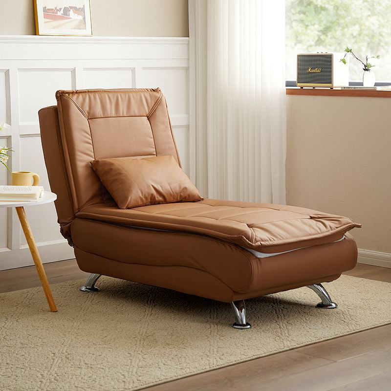 Luxurious Contemporary Long-Strip Solid Wood Recliner with Lambswool Sponge Cushion and Tech Fabric, Armless and Adjustable Backrest for Living Room & Bedroom