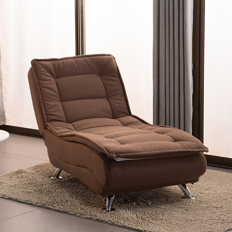 Luxurious Contemporary Long-Strip Solid Wood Recliner with Lambswool Sponge Cushion and Tech Fabric, Armless and Adjustable Backrest for Living Room & Bedroom