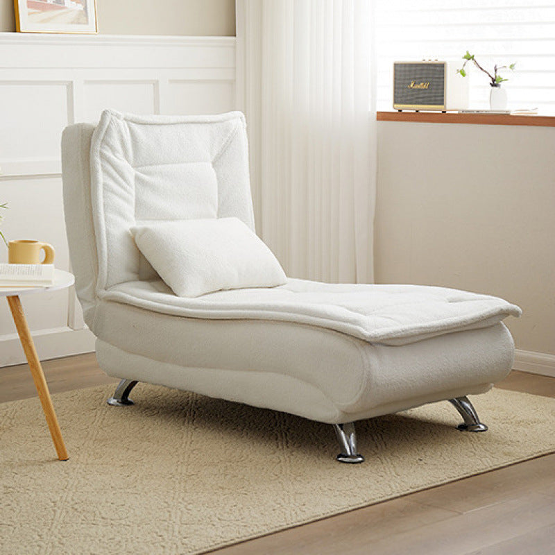 Luxurious Contemporary Long-Strip Solid Wood Recliner with Lambswool Sponge Cushion and Tech Fabric, Armless and Adjustable Backrest for Living Room & Bedroom