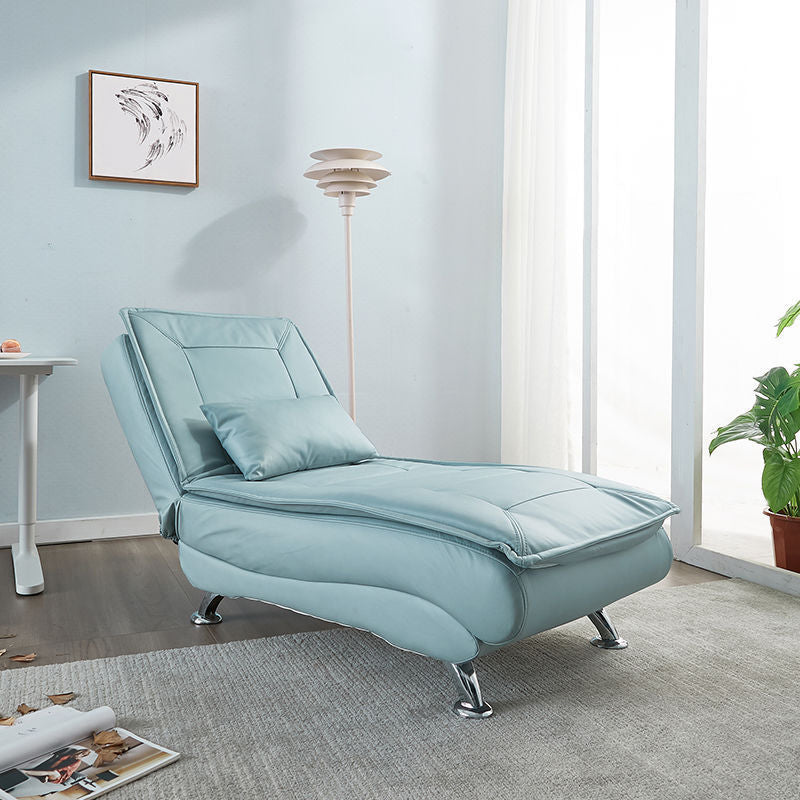 Luxurious Contemporary Long-Strip Solid Wood Recliner with Lambswool Sponge Cushion and Tech Fabric, Armless and Adjustable Backrest for Living Room & Bedroom