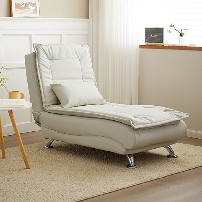 Luxurious Contemporary Long-Strip Solid Wood Recliner with Lambswool Sponge Cushion and Tech Fabric, Armless and Adjustable Backrest for Living Room & Bedroom
