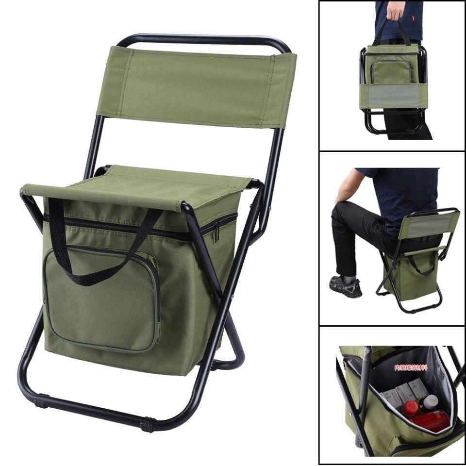 Stylish Contemporary Industrial Folding Camping Chair — Rectangular Oxford Fabric, Steel-Pipe Frame, Armless, for Garden & Outdoor Patio