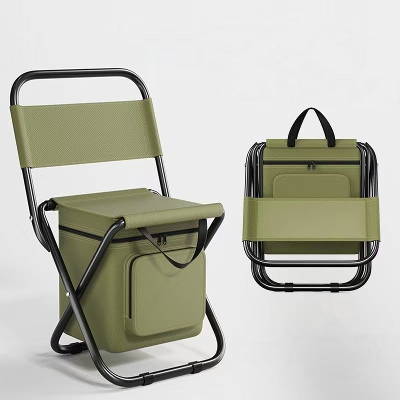 Stylish Contemporary Industrial Folding Camping Chair — Rectangular Oxford Fabric, Steel-Pipe Frame, Armless, for Garden & Outdoor Patio