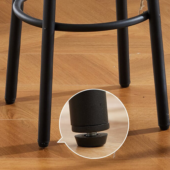 Sleek Modern Minimalist Wood & Iron Round Bar Stool with Footrest for Living Room & Dining Room