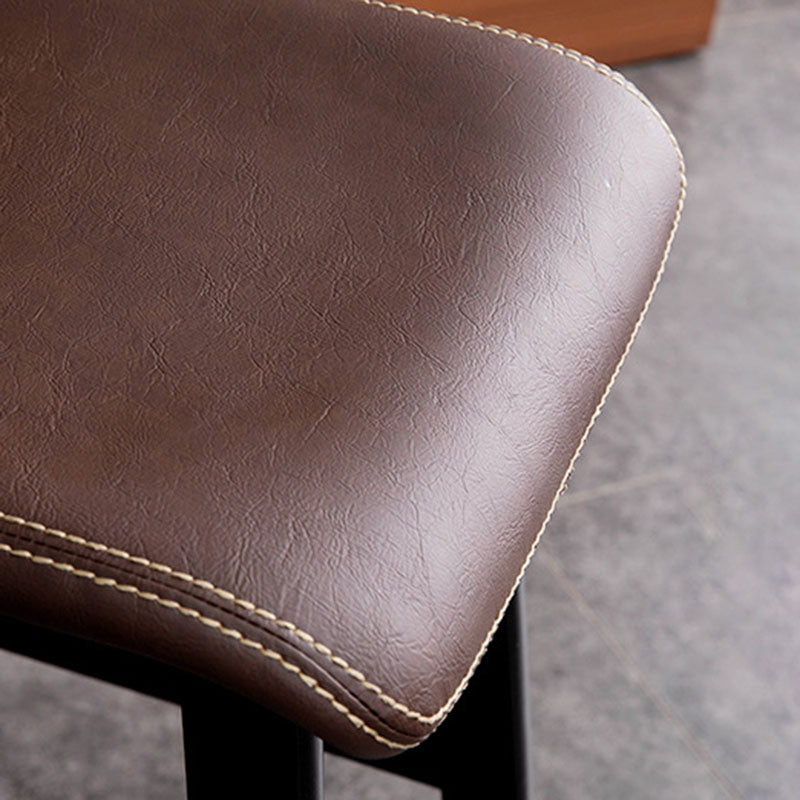 Contemporary Scandinavian PU Leather Bar Stool with Solid Wood Frame, Curved Square Seat and Backrest – Perfect for Dining Room