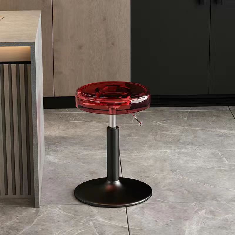 Luxurious Modern Acrylic & Carbon Steel Round Bar Stool for Dining Room