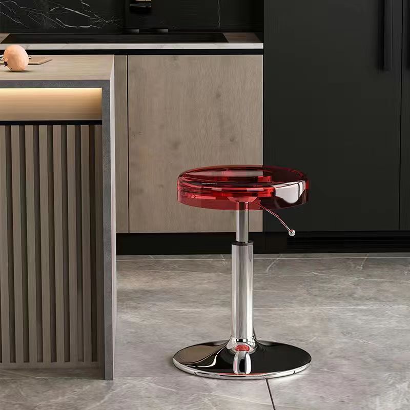 Luxurious Modern Acrylic & Carbon Steel Round Bar Stool for Dining Room