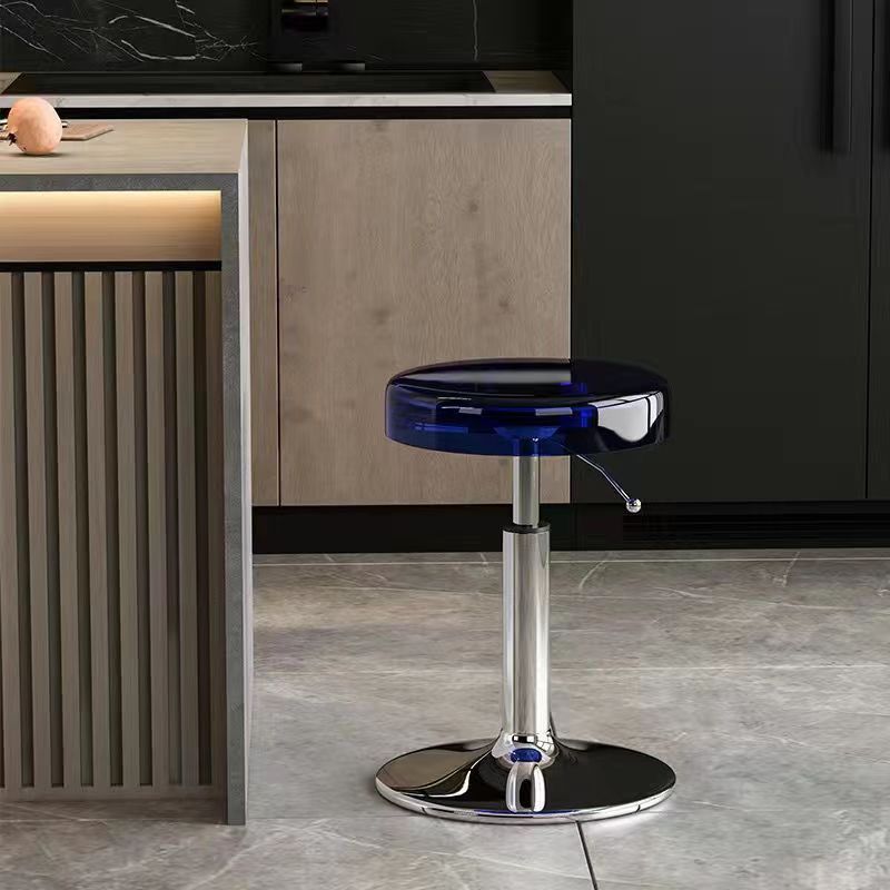 Luxurious Modern Acrylic & Carbon Steel Round Bar Stool for Dining Room