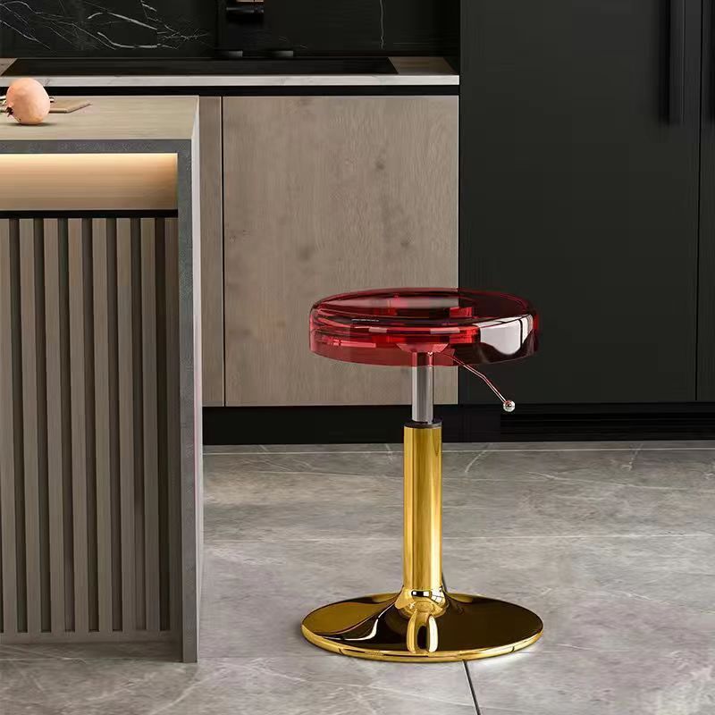 Luxurious Modern Acrylic & Carbon Steel Round Bar Stool for Dining Room