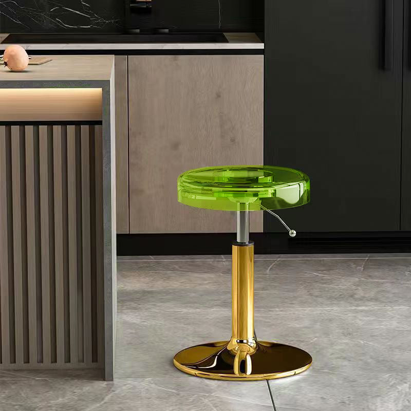 Luxurious Modern Acrylic & Carbon Steel Round Bar Stool for Dining Room