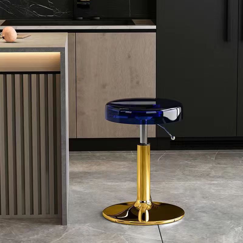 Luxurious Modern Acrylic & Carbon Steel Round Bar Stool for Dining Room