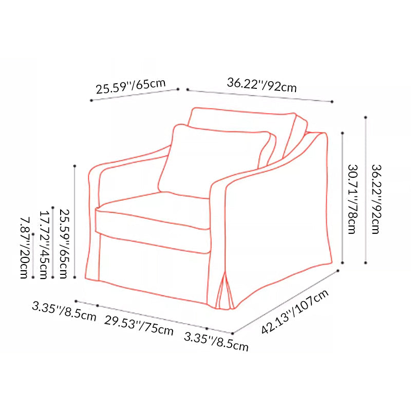 Golden Stripe Cotton-Linen Birch Wood Accent Chair – Sleek Minimalist Retro Lounge for Living Room