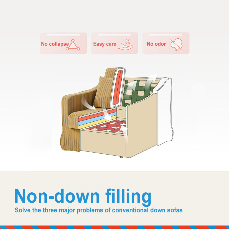 Golden Stripe Cotton-Linen Birch Wood Accent Chair – Sleek Minimalist Retro Lounge for Living Room