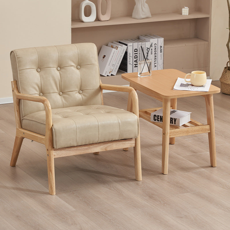 Contemporary Scandinavian Solid Wood Sofa with Oil-Waxed Leather, Rectangular Frame and Softly Rounded Edges, 1/2/3-Seater for Living Room